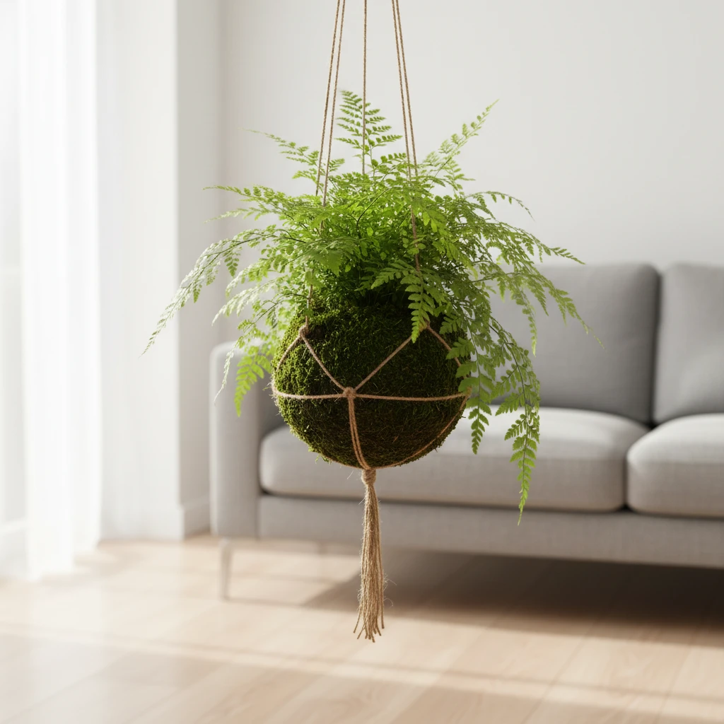 Kokedama wnetrze minimalistyczne