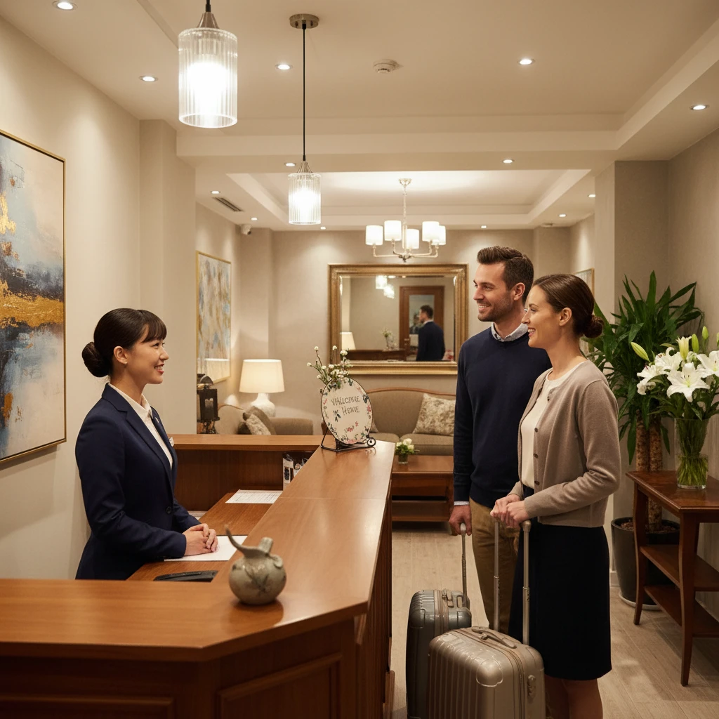 elegancka recepcja malego hotelu