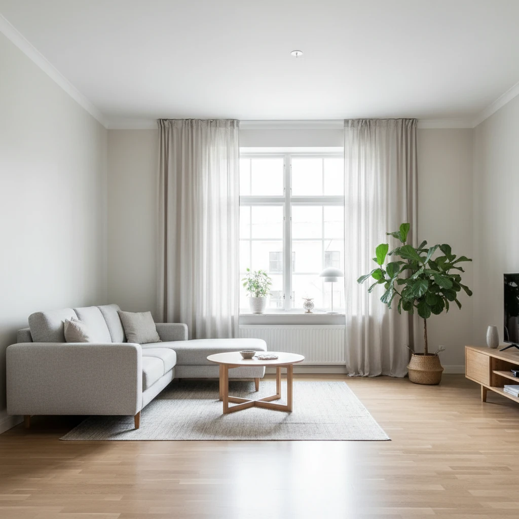 jasny salon niskie wnetrze