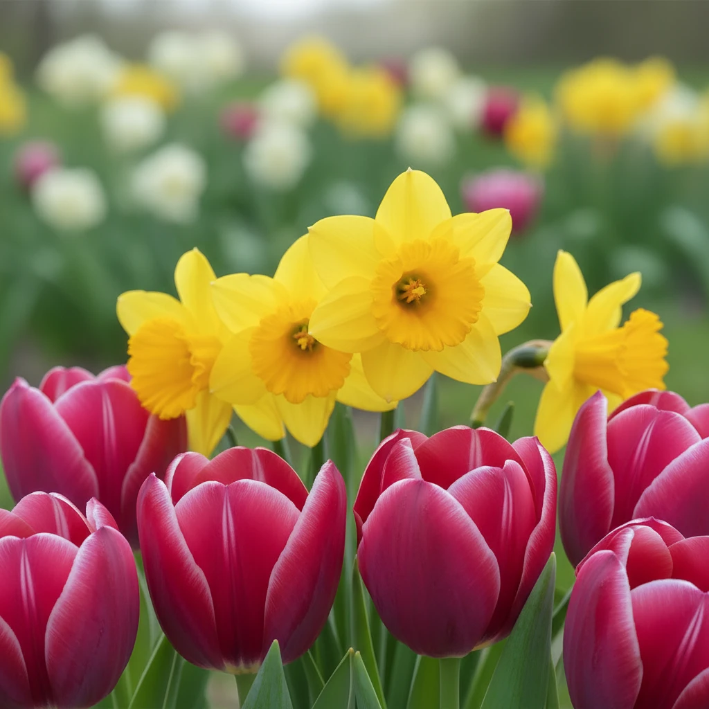 kolorowe tulipany narcyzy