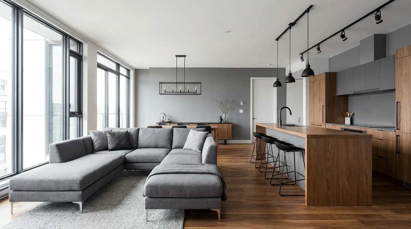 nowoczesny salon kuchnia