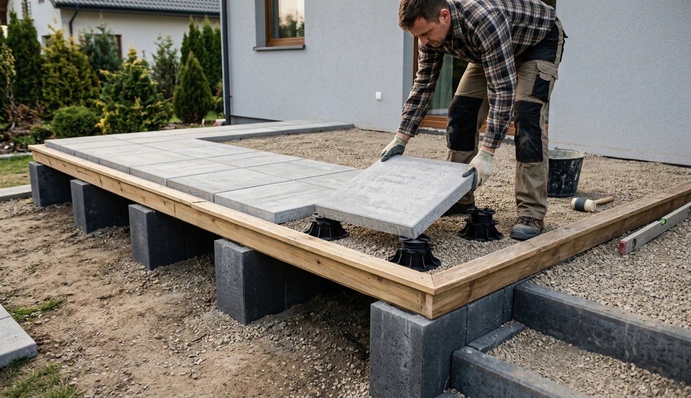 Taras modułowy z betonowych elementów – jak zbudować taras na podwyższeniu bez wylewki